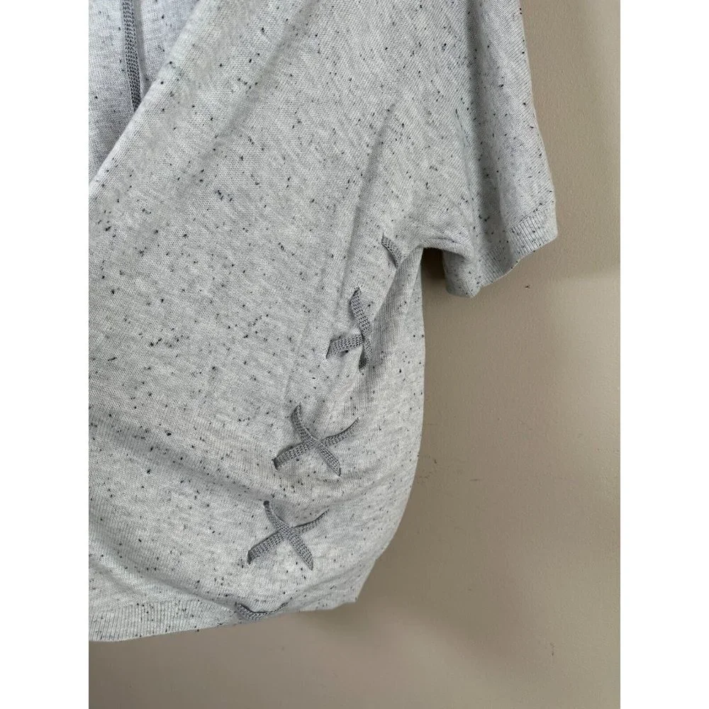 Cabi Small Womens Sweater Hooded Oversized Gray Long Dolman‎ Short Sleeve